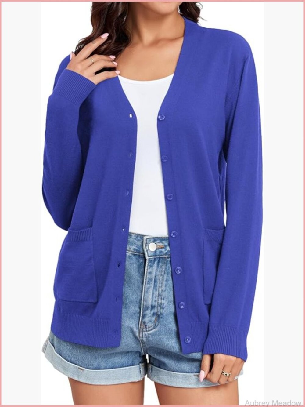 Lightweight Button Down Cardigan Sweater V Neck Knit Soft Shrugs with Pocket